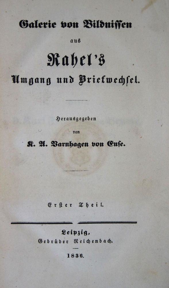 Große Abbildung Nr.1: 135-1493 Varnhagen v. Ense,K.A. (Hrsg.).: (Literatur und illustrierte Bücher bis 19.Jahrhundert)