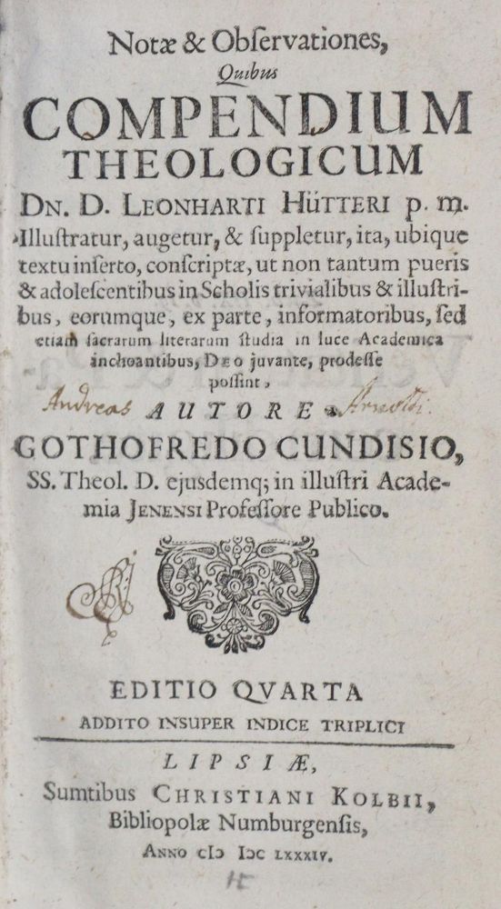 Große Abbildung Nr.1: 135-151 Cundisius,G.: (Alte Drucke, Handschriften und Theologie)
