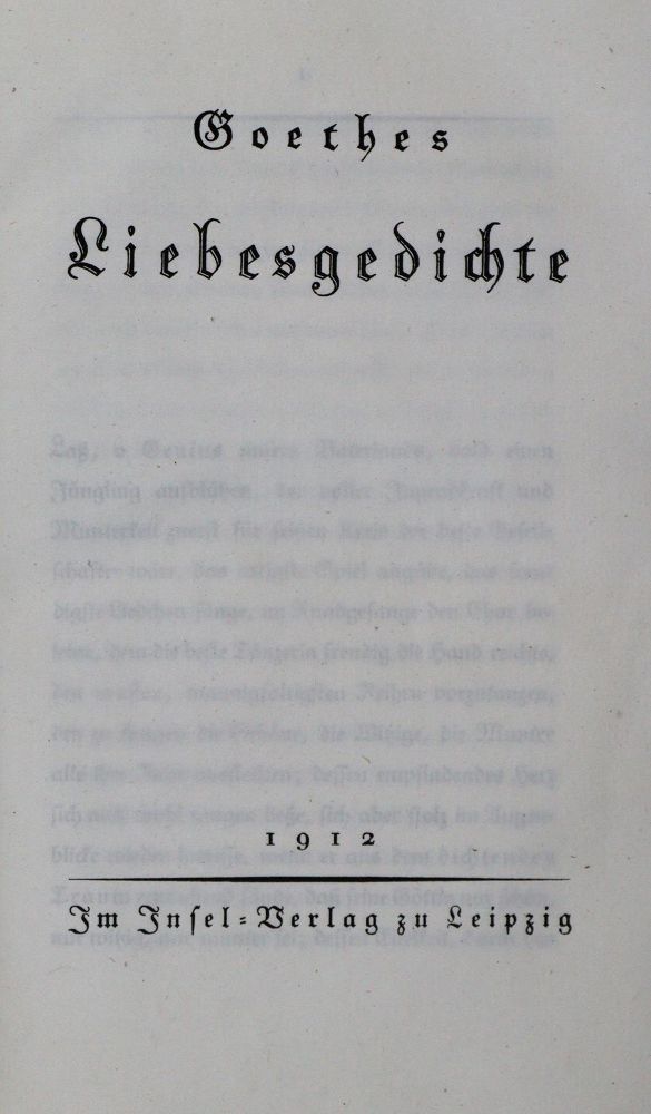 Große Abbildung Nr.1: 135-1562 Goethe,(J.W.v.).: (Literatur und illustrierte Bücher 20.Jahrhundert - Alte Literatur in modernen Ausgaben)