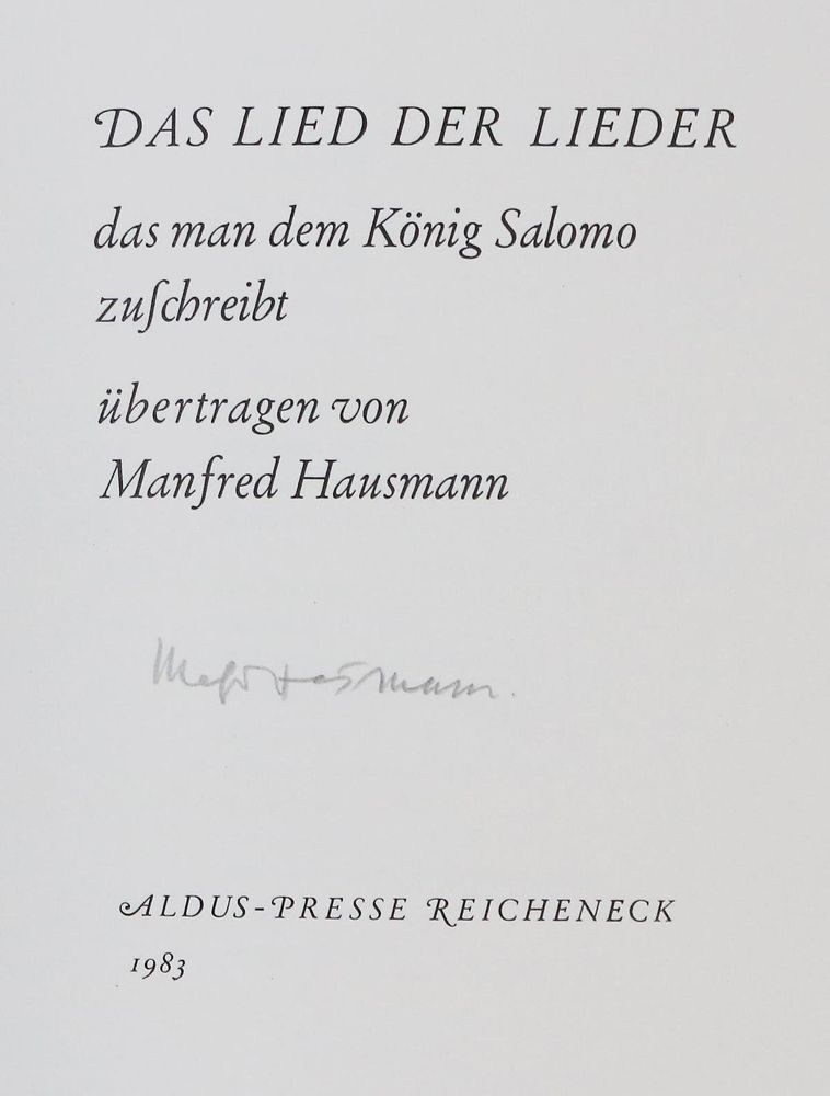 Große Abbildung Nr.2: 135-1571 Hausmann,M.: (Literatur und illustrierte Bücher 20.Jahrhundert - Alte Literatur in modernen Ausgaben)