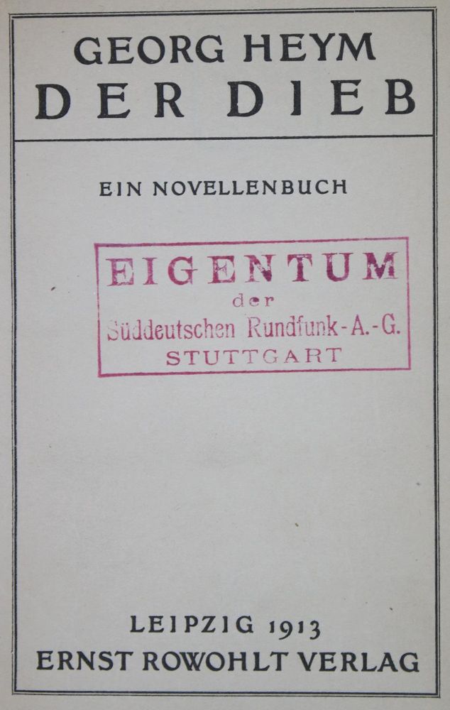 Große Abbildung Nr.1: 135-1575 Heym,G.: (Literatur und illustrierte Bücher 20.Jahrhundert - Alte Literatur in modernen Ausgaben)