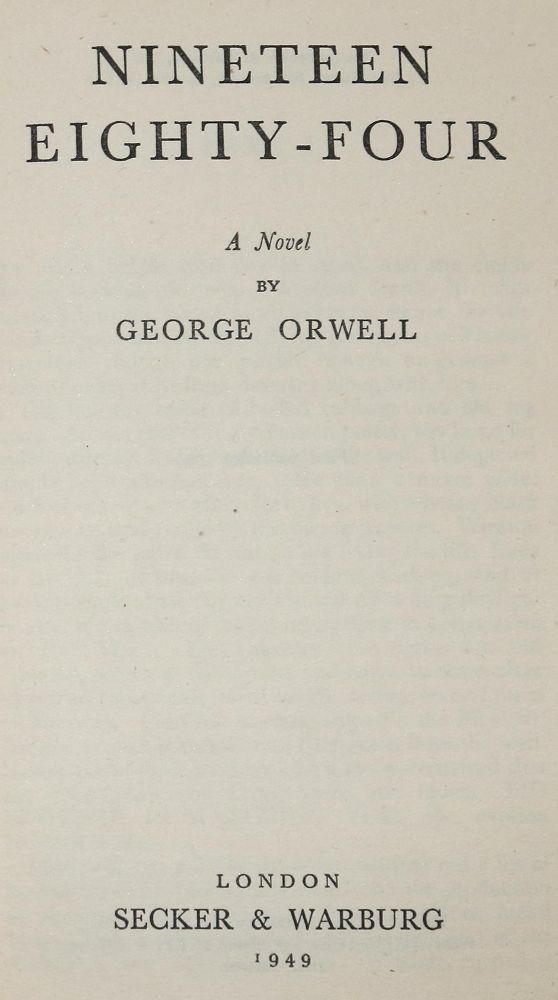 Große Abbildung Nr.1: 135-1633 Orwell,G. (d.i. E.Blair).: (Literatur und illustrierte Bücher 20.Jahrhundert - Alte Literatur in modernen Ausgaben)