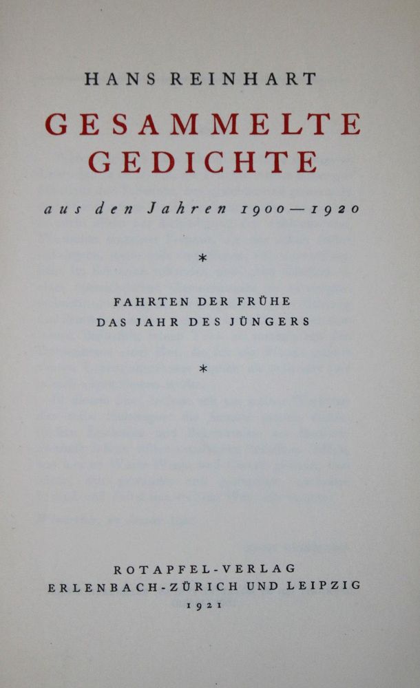 Große Abbildung Nr.1: 135-1647 Reinhart,H.: (Literatur und illustrierte Bücher 20.Jahrhundert - Alte Literatur in modernen Ausgaben)