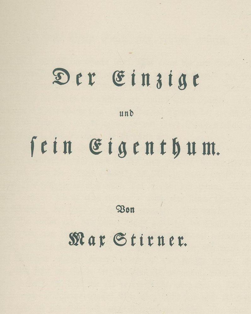 Große Abbildung Nr.1: 135-1669 Stirner,M. (= d.i. C.Schmidt).: (Literatur und illustrierte Bücher 20.Jahrhundert - Alte Literatur in modernen Ausgaben)