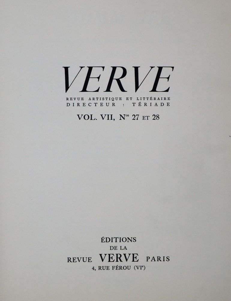 Große Abbildung Nr.2: 135-1676 Verve.: (Literatur und illustrierte Bücher 20.Jahrhundert - Alte Literatur in modernen Ausgaben)