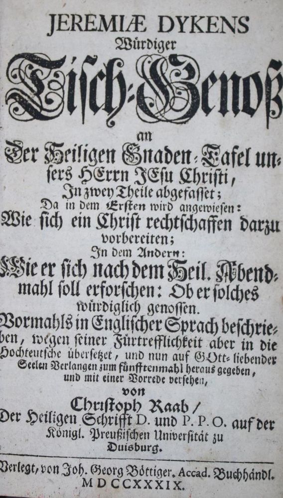 Große Abbildung Nr.1: 135-168 Dyken,J.: (Alte Drucke, Handschriften und Theologie)