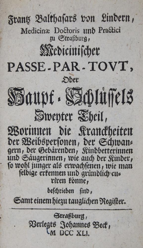Große Abbildung Nr.1: 135-1723 Lindern,F.B.v.: (Medizin, Gynäkologie)