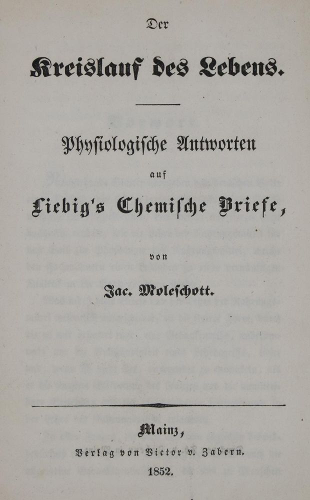 Große Abbildung Nr.1: 135-1734 Moleschott,J.: (Medizin)