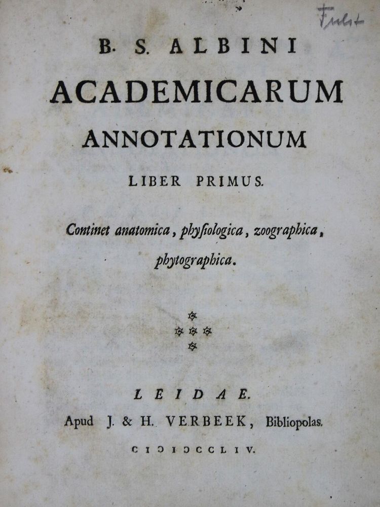 Große Abbildung Nr.2: 135-1779 Albinus,B.S.: (Verschiedene Gebiete - Varia)