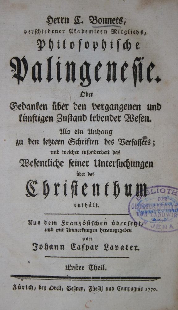 Große Abbildung Nr.1: 135-1790 Bonnet,C.: (Verschiedene Gebiete - Varia)