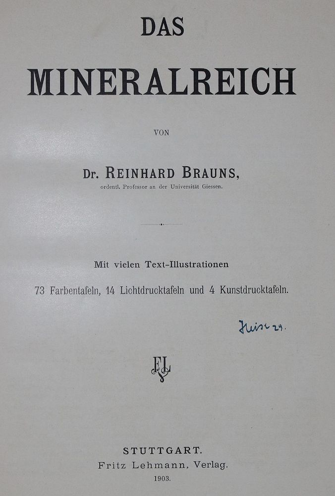 Große Abbildung Nr.1: 135-1806 Brauns,R.: (Verschiedene Gebiete - Varia, Geologie - Mineralogie u. Paläontologie)