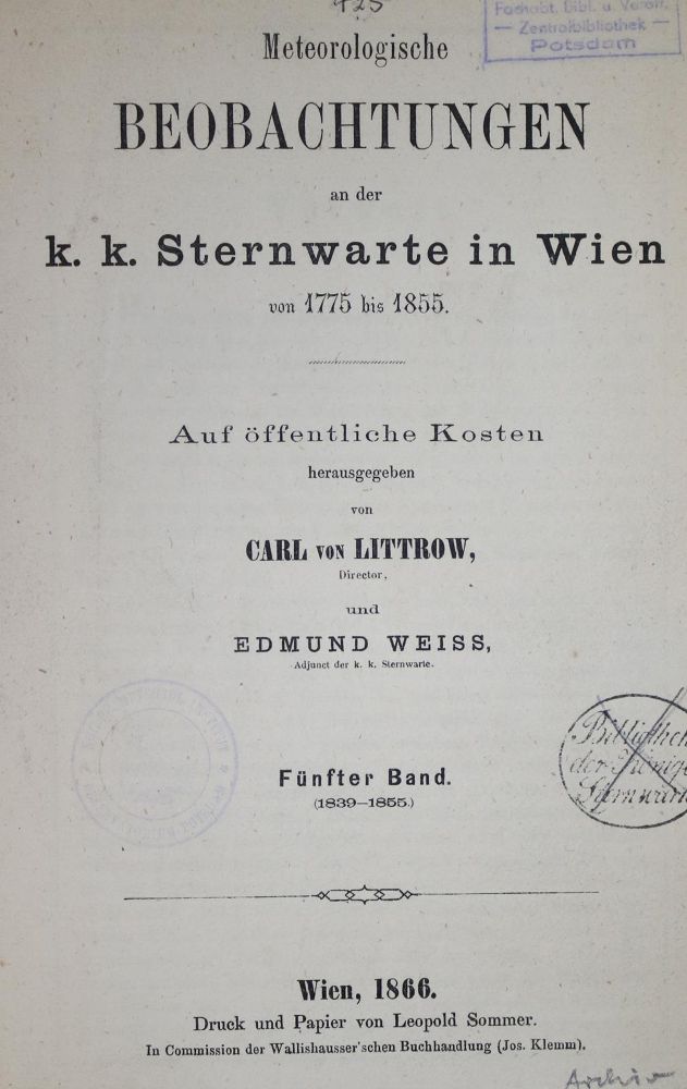 Große Abbildung Nr.1: 135-1820 Littrow,C.v. u. C.Hornstein.: (Verschiedene Gebiete - Varia)