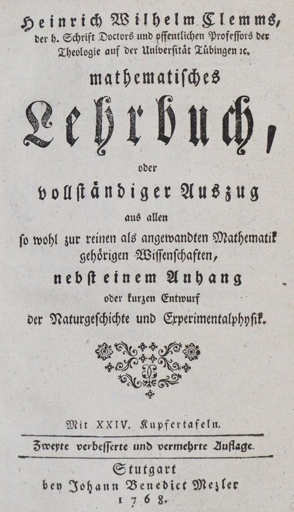 Große Abbildung Nr.1: 135-1823 Clemm,H.W.: (Verschiedene Gebiete - Varia, Mathematik)