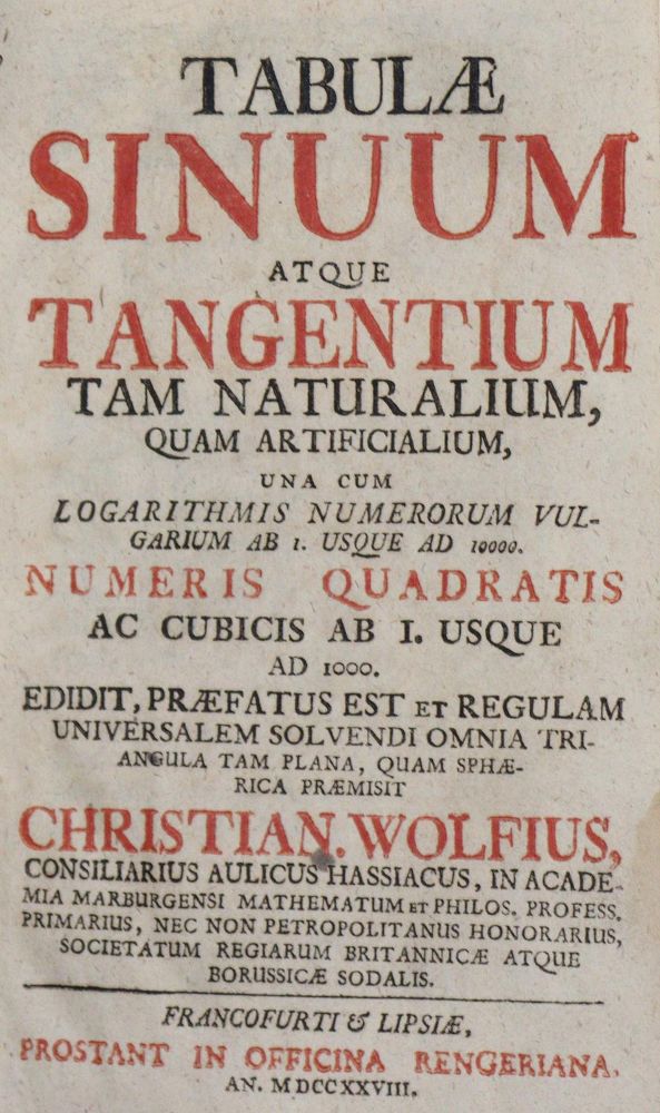 Große Abbildung Nr.1: 135-1831 Wolf(f),C.: (Verschiedene Gebiete - Varia, Mathematik)