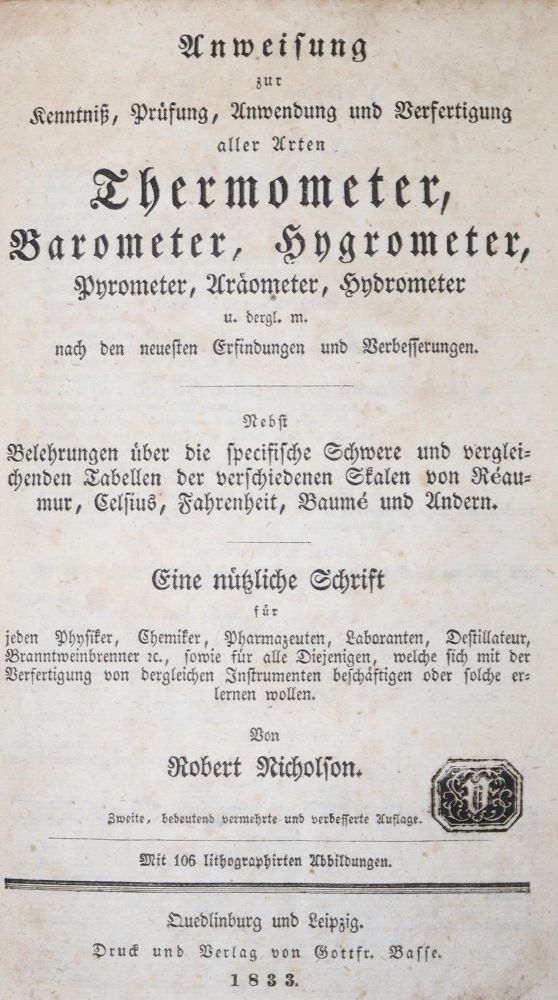 Große Abbildung Nr.1: 135-1836 Nicholson,R.: (Verschiedene Gebiete - Varia, Meteorologie)