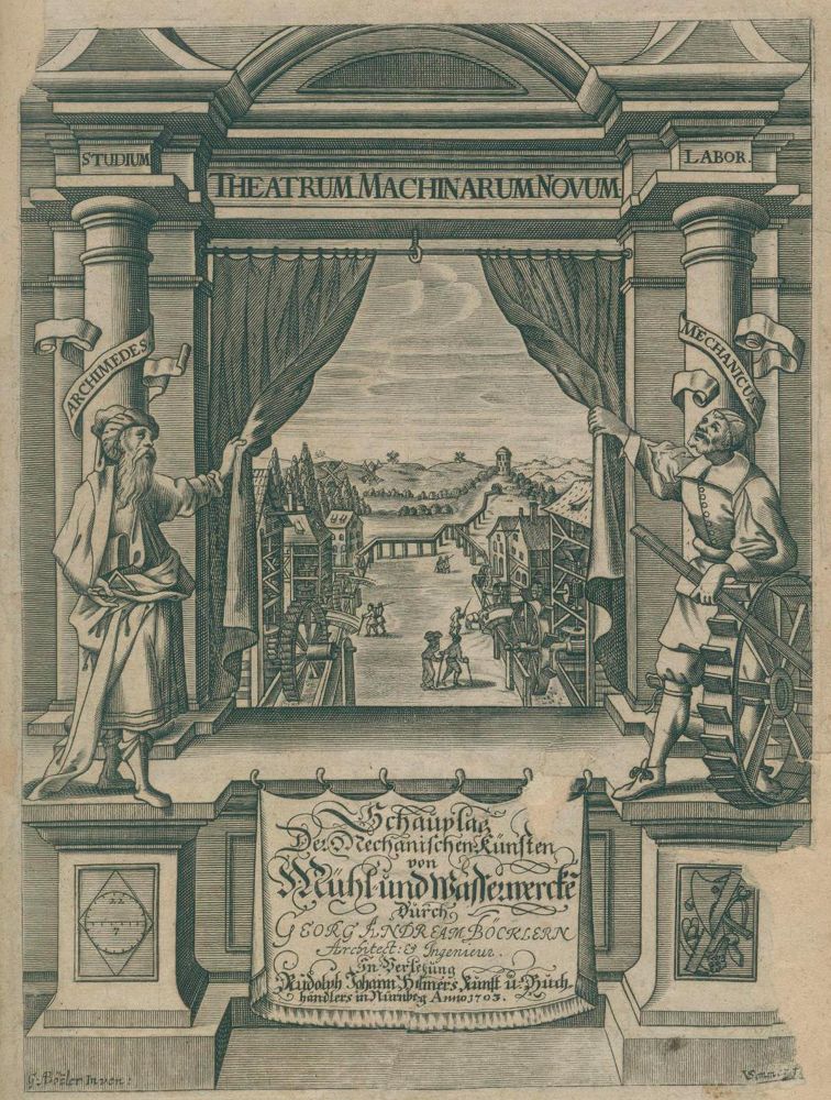 Große Abbildung Nr.1: 135-1840 Böckler,G.A.: (Verschiedene Gebiete - Varia, Mühlen)