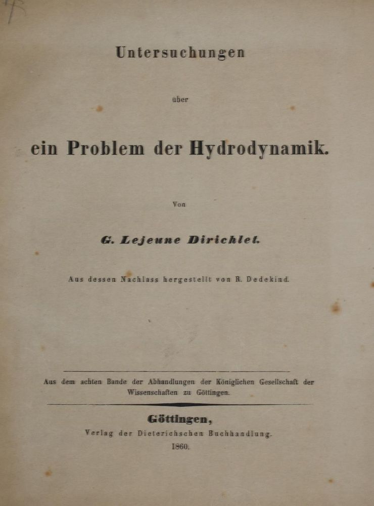 Große Abbildung Nr.1: 135-1847 Dirichlet,P.G.L.: (Verschiedene Gebiete - Varia, Physik)