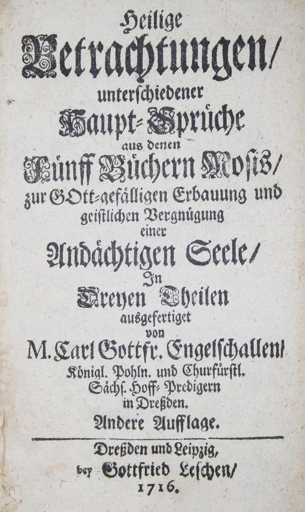 Große Abbildung Nr.1: 135-188 Engelschall,C.G.: (Alte Drucke, Handschriften und Theologie)