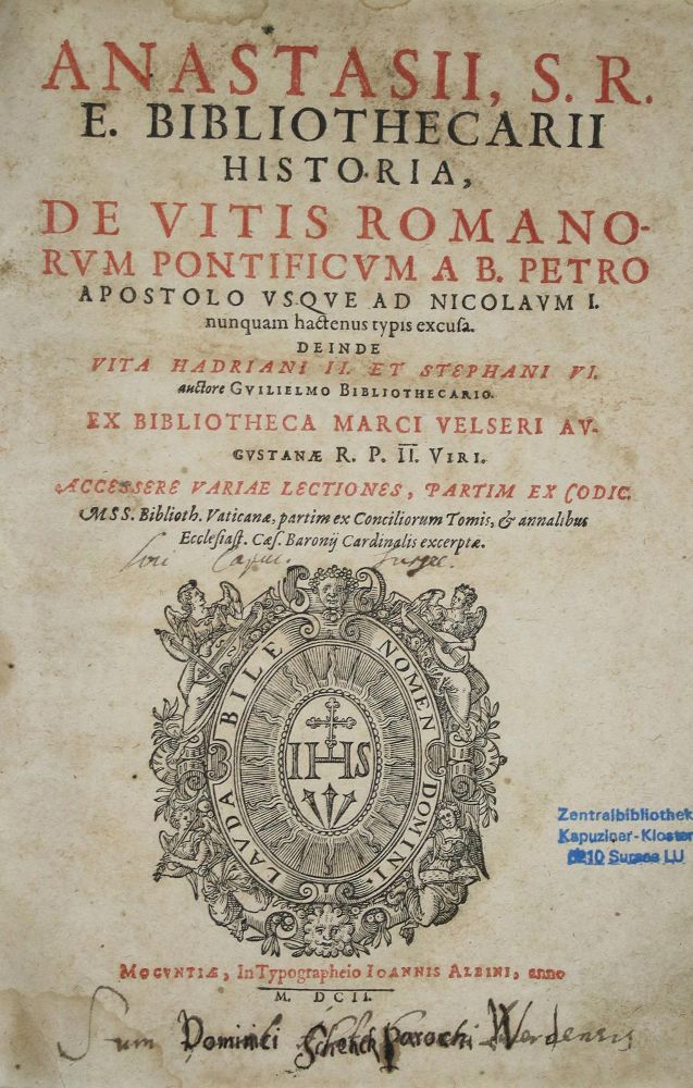 Große Abbildung Nr.1: 135-19 Anastasius Bibliothecarius.: (Alte Drucke, Handschriften und Theologie)