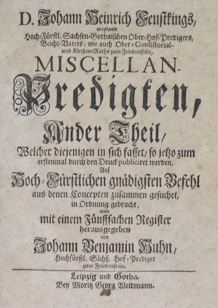 Große Abbildung Nr.1: 135-200 Feustking,J.H.: (Alte Drucke, Handschriften und Theologie)