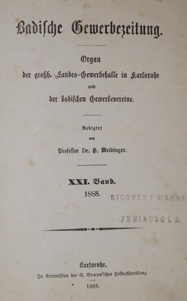 Große Abbildung Nr.1: 135-2001 Badische Gewerbezeitung.: (Deutschland, Baden-Württemberg)