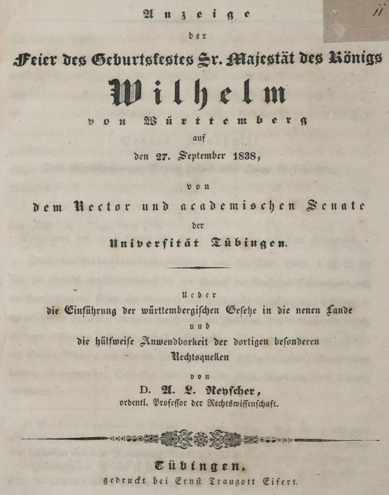 Große Abbildung Nr.1: 135-2015 Reyscher,A.L.: (Deutschland, Baden-Württemberg)