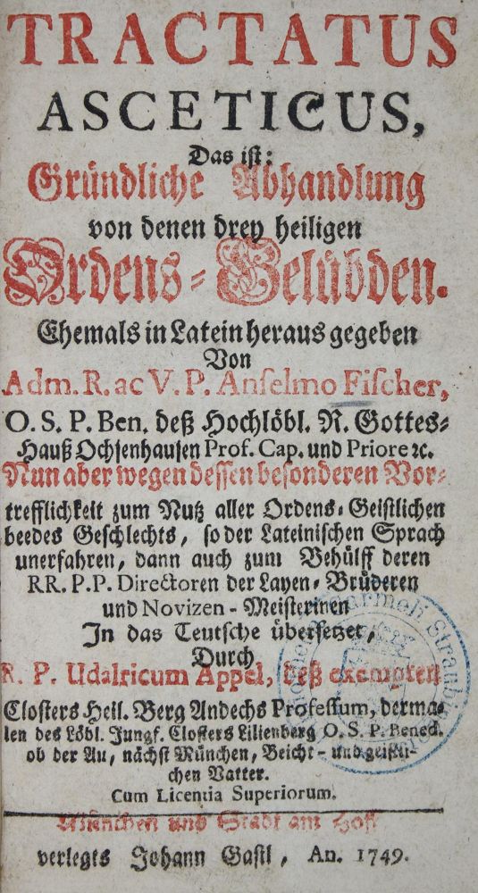 Große Abbildung Nr.1: 135-203 Fischer,A.: (Alte Drucke, Handschriften und Theologie)