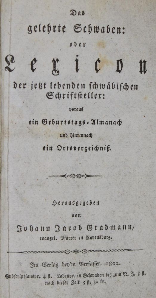 Große Abbildung Nr.1: 135-2120 Gradmann,J.J.: (Deutschland, Schwaben)