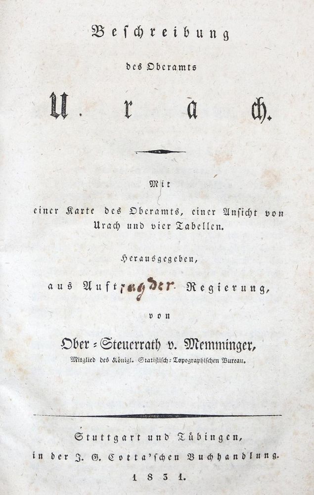 Große Abbildung Nr.2: 135-2136 Memminger,(J.D.G.).: (Deutschland, Urach)