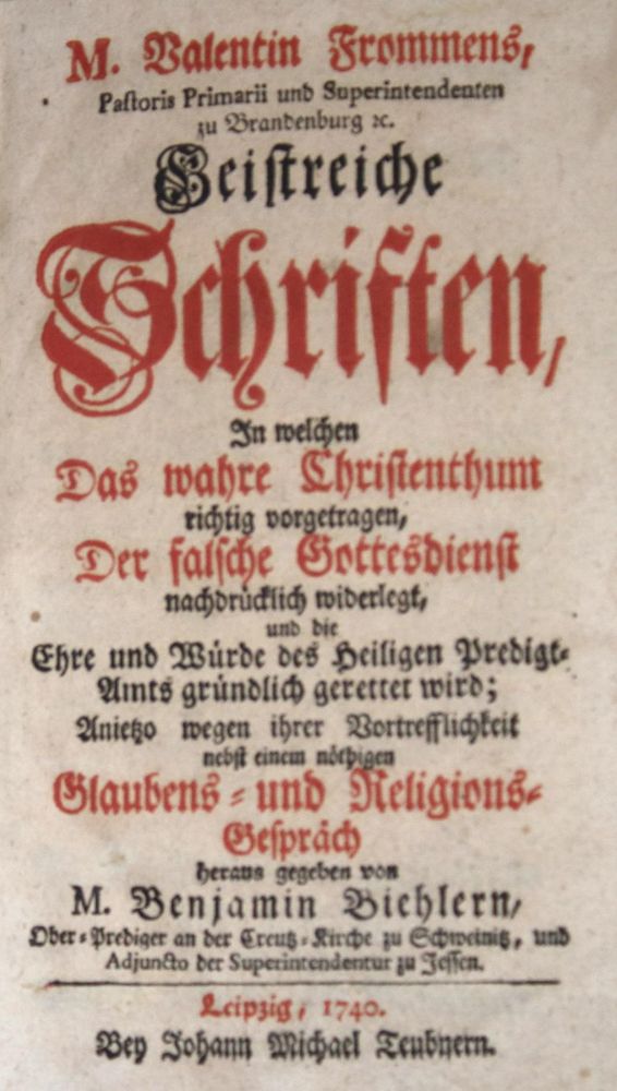 Große Abbildung Nr.1: 135-222 Fromm,V.: (Alte Drucke, Handschriften und Theologie)