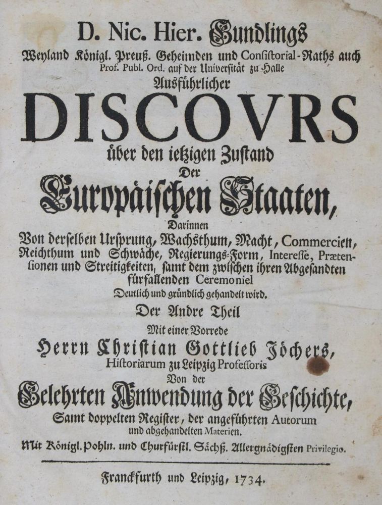 Große Abbildung Nr.1: 135-2315 Gundling,N.H.: (Verschiedene Länder - Geschichte)