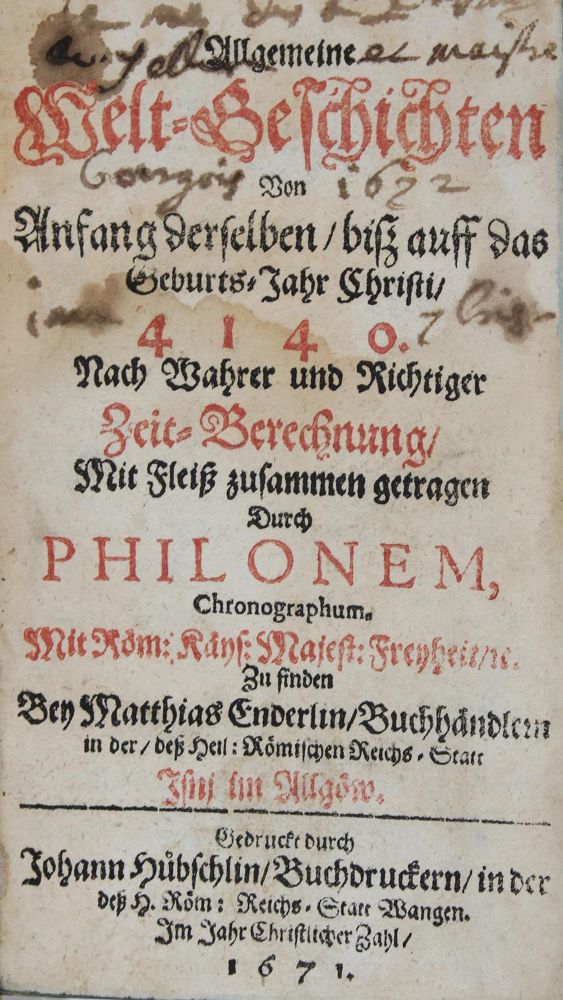 Große Abbildung Nr.1: 135-2340 Philonus Chronographus (Pseud.).: (Verschiedene Länder - Geschichte)