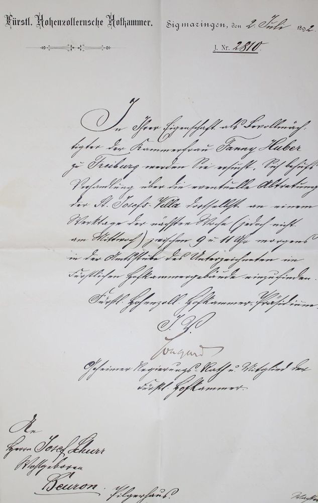Große Abbildung Nr.1: 135-2393 Briefwechsel: (Hohenzollern, Beuron)