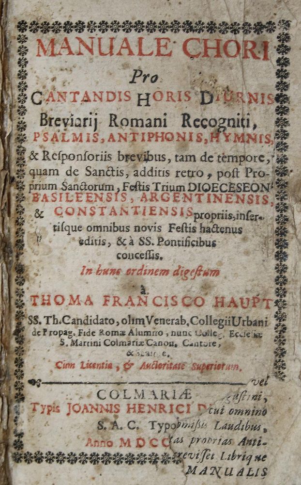 Große Abbildung Nr.1: 135-244 Haupt,T.F.: (Gesangbücher, Elsass)