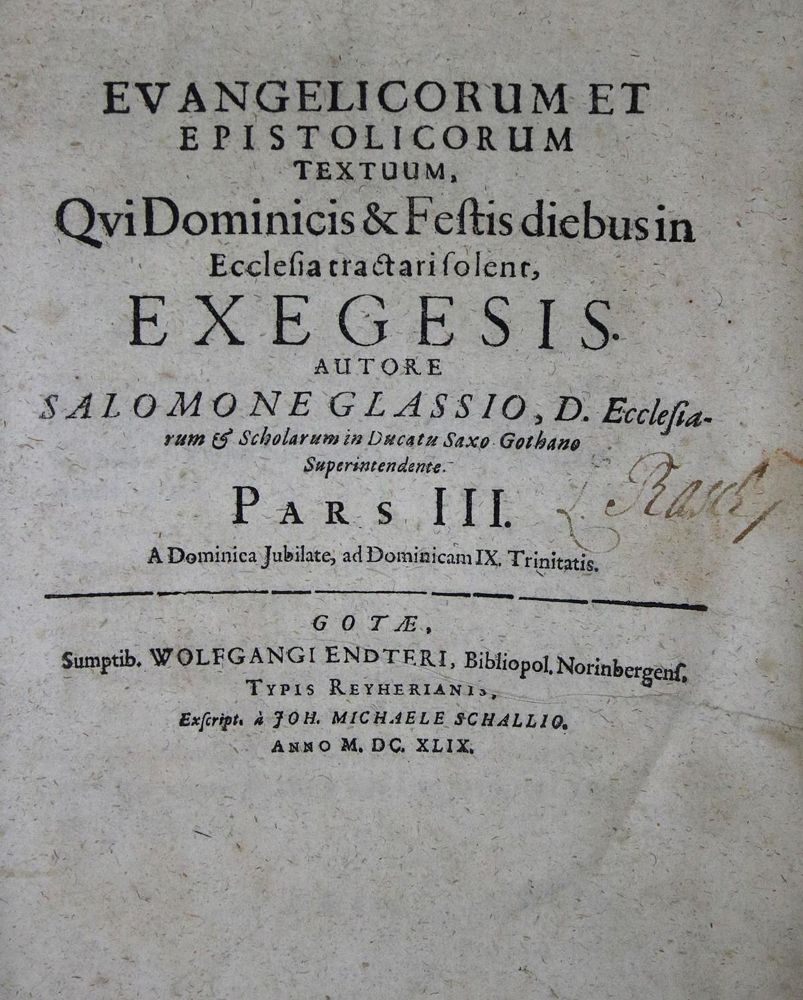 Große Abbildung Nr.1: 135-253 Glass,S.: (Alte Drucke, Handschriften und Theologie)