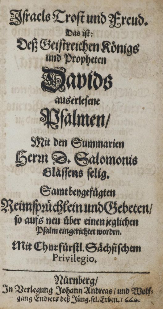 Große Abbildung Nr.1: 135-254 Glass,S.: (Alte Drucke, Handschriften und Theologie)