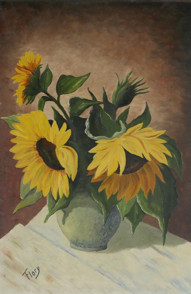 Große Abbildung Nr.1: 135-2654 Sonnenblumen u. Mohn.: (Varia, Botanik)
