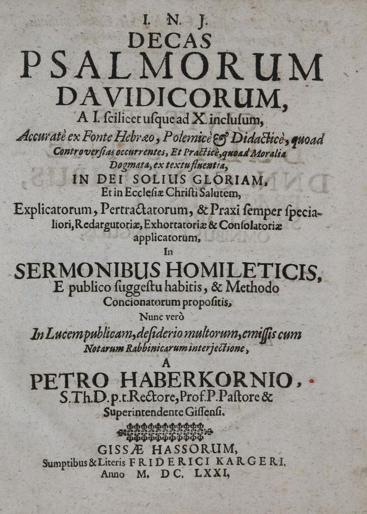 Große Abbildung Nr.1: 135-272 Haberkorn,P.: (Alte Drucke, Handschriften und Theologie)