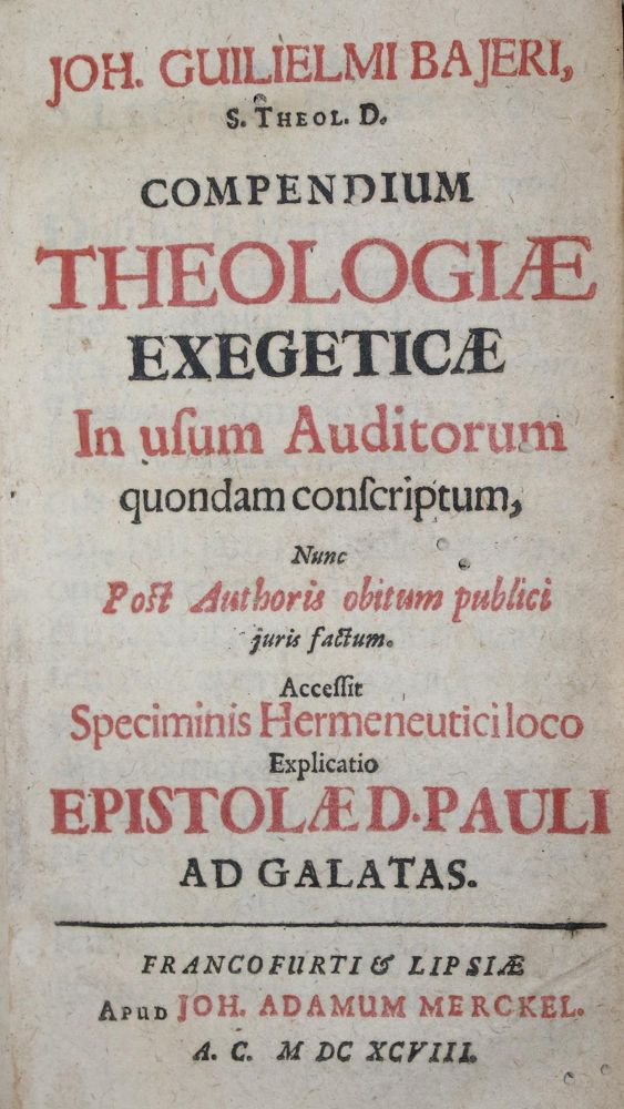 Große Abbildung Nr.1: 135-33 Baier,J.W.: (Alte Drucke, Handschriften und Theologie)