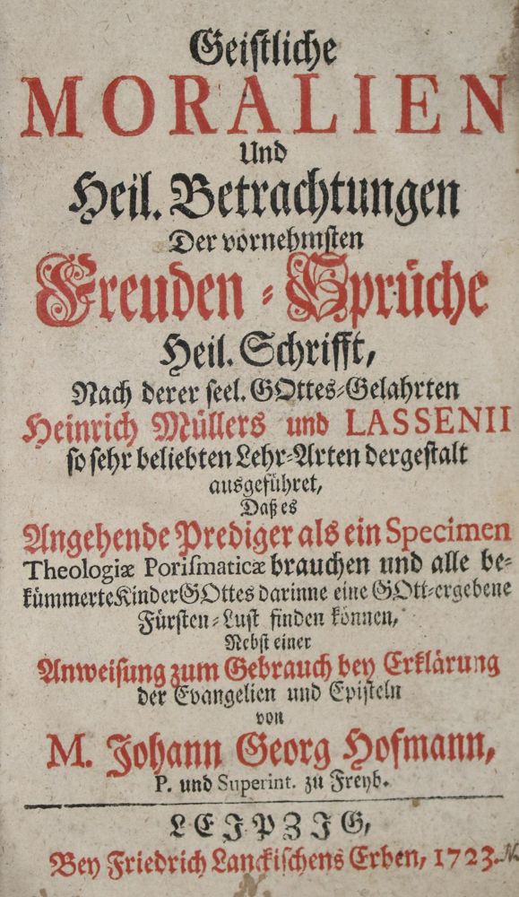 Große Abbildung Nr.1: 135-336 Hofmann,J.G.: (Alte Drucke, Handschriften und Theologie)