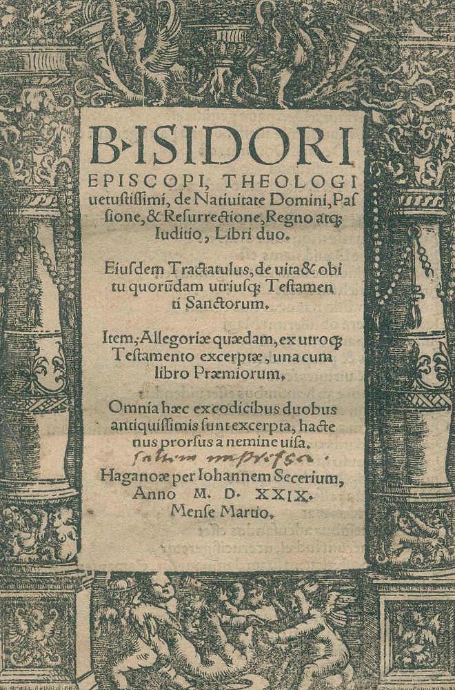 Große Abbildung Nr.1: 135-356 Isidorus (von Sevilla).: (Alte Drucke, Handschriften und Theologie)