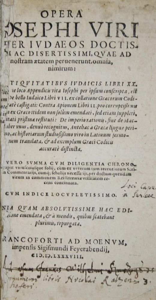 Große Abbildung Nr.1: 135-367 Josephus,F.: (Alte Drucke, Handschriften und Theologie)