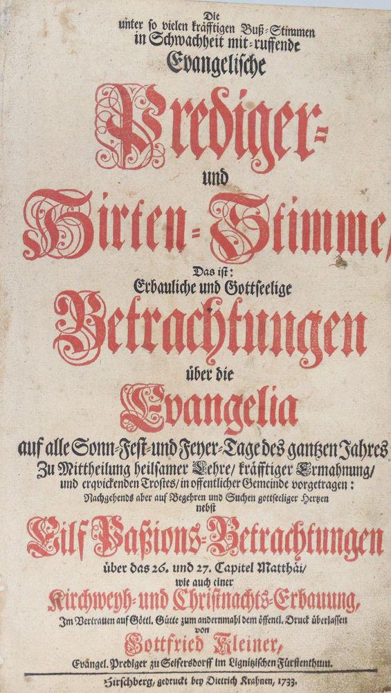Große Abbildung Nr.1: 135-377 Kleiner,G.: (Alte Drucke, Handschriften und Theologie)