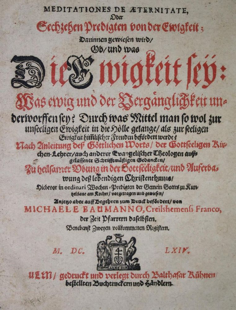 Große Abbildung Nr.1: 135-38 Baumann,M.: (Alte Drucke, Handschriften und Theologie)