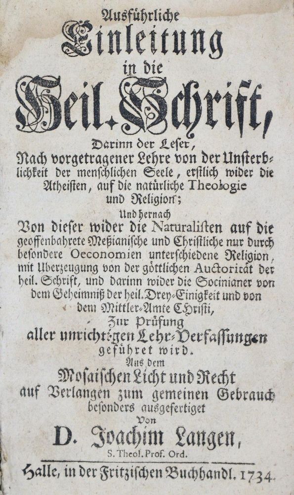 Große Abbildung Nr.1: 135-389 Lange,J.: (Alte Drucke, Handschriften und Theologie)