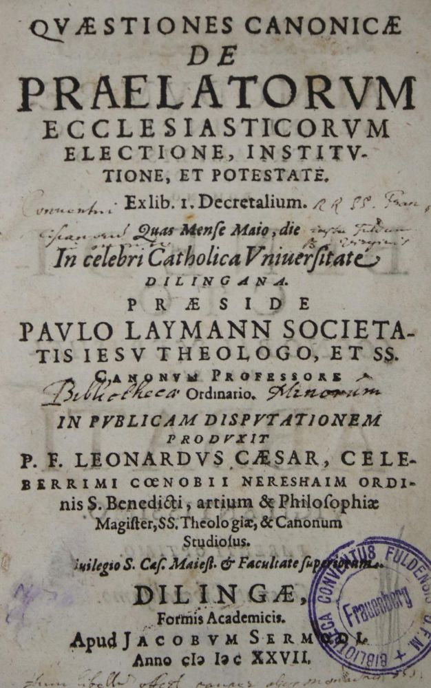 Große Abbildung Nr.1: 135-398 Laymann,P.: (Alte Drucke, Handschriften und Theologie)