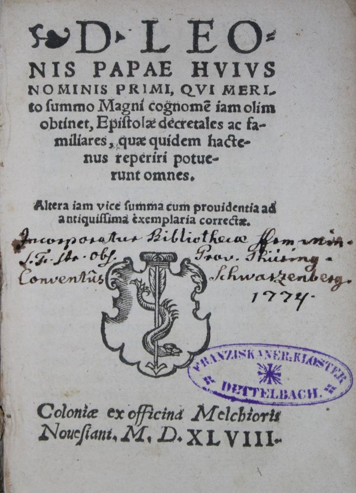 Große Abbildung Nr.1: 135-403 Leo I., Papst.: (Alte Drucke, Handschriften und Theologie)