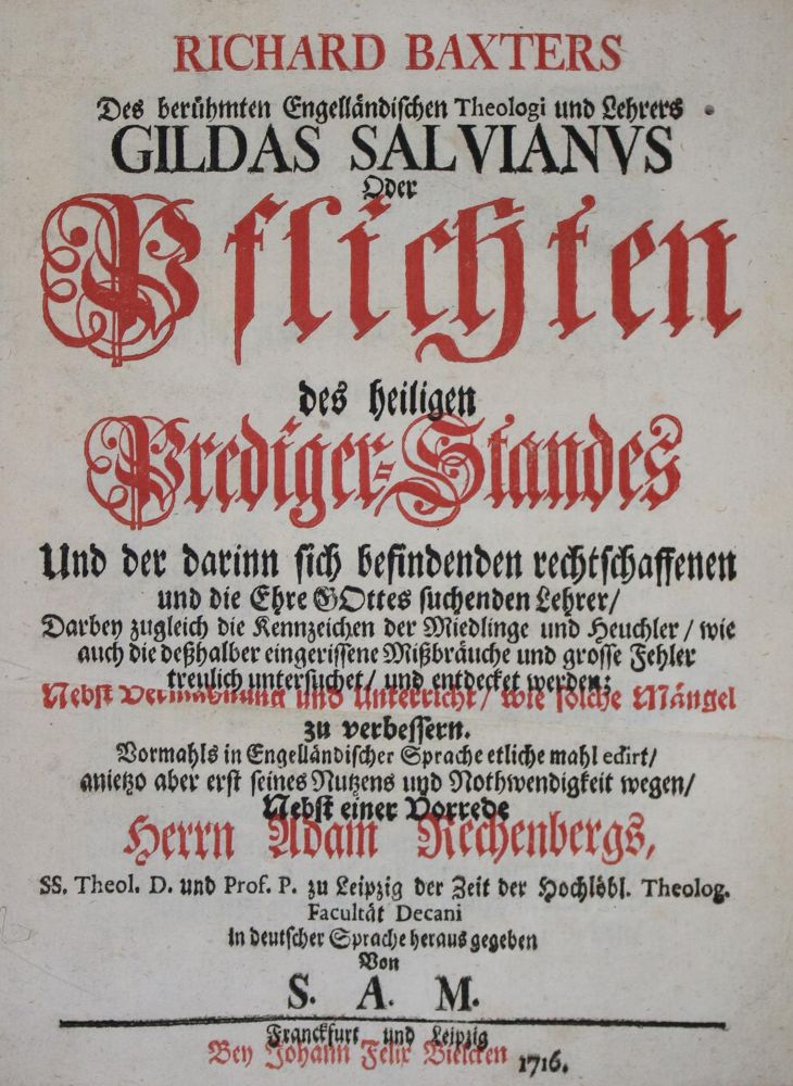 Große Abbildung Nr.1: 135-42 Baxter,R.: (Alte Drucke, Handschriften und Theologie)