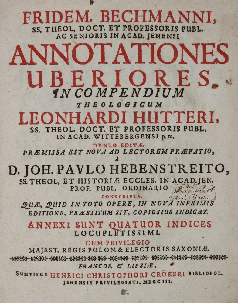 Große Abbildung Nr.1: 135-43 Bechmann,F.: (Alte Drucke, Handschriften und Theologie)