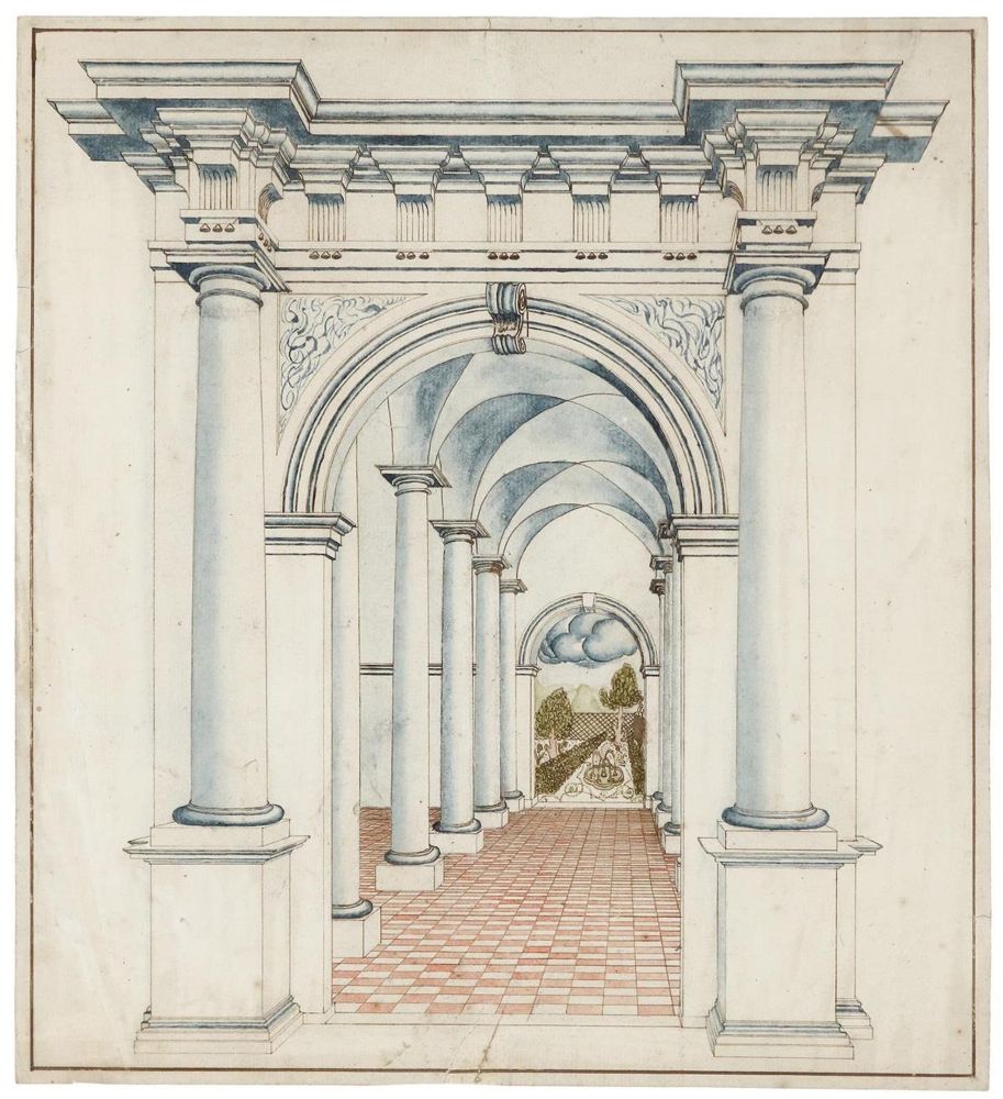 Große Abbildung Nr.1: 135-4354 Säulenhalle.: (Künstlergraphik)